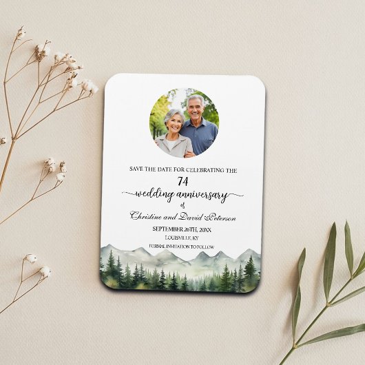 Magnet Flexible Mountain Pine 74 Save the Date Anniversaire de Mar