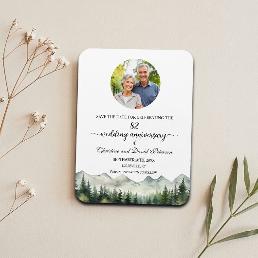 Magnet Flexible Mountain Pine 82 Anniversaire du Mariage Enregistr