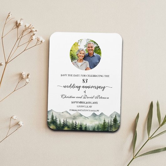 Magnet Flexible Mountain Pine 83 Wedding Anniversary Save the Date