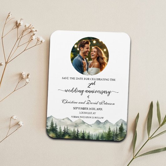 Magnet Flexible Mountain Pine Wedding Anniversary Save the Date