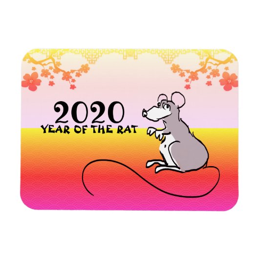 Magnet Flexible Mouse Comics Rat Lunaire Nouvel An 2020 Printemps  (Horizontal)