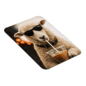Magnet Flexible Moutons Cool Buvant un Café Glacé (Côté Droit)
