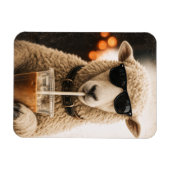 Magnet Flexible Moutons Cool Buvant un Café Glacé (Horizontal)