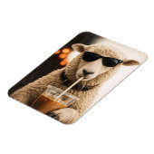 Magnet Flexible Moutons Cool Buvant un Café Glacé (Côté Gauche)