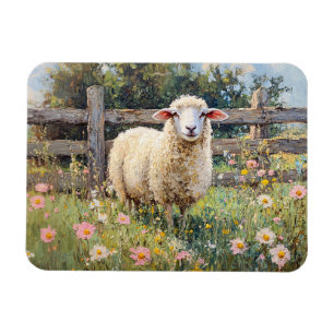 Magnet Flexible Moutons de printemps avec peinture Fleur sauvage