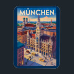 Magnet Flexible Munich Germany Illustration Travel Art Vintage<br><div class="desc">Munich retro vector travel design. From Marienplatz to Oktoberfest,  it’s a must-visit destination full of German heritage and vibrant urban life.</div>