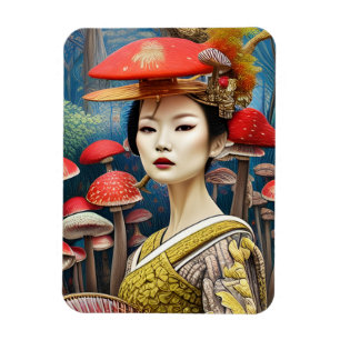 Magnet Flexible Mushroom Geisha Surreal Imaginaire Art