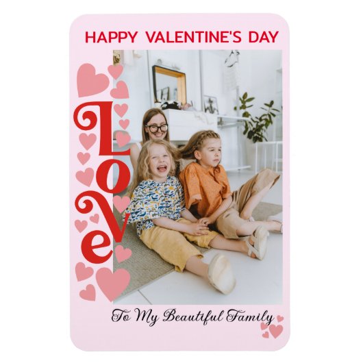 Magnet Flexible My Beautiful Family Photo Magnet, Saint Valentin (Vertical)