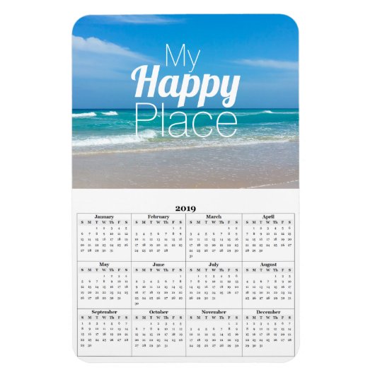 Magnet Flexible My Happy Place Turquoise Sandy Beach (Vertical)