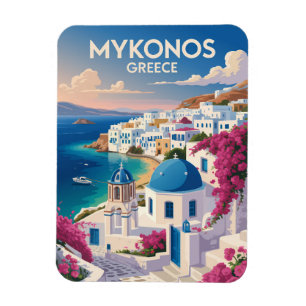 Magnet Flexible Mykonos Grèce Côte Voyage Art Vintage
