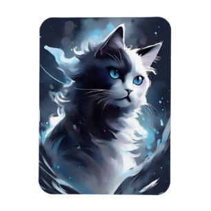 Magnet Flexible Mystique Kitten noir et blanc Chat d'aquarelle