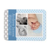 Magnet Flexible Naissance bébé garçon bleu gris chevron moderne Ph (Horizontal)