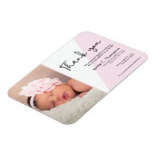 Magnet Flexible Naissance bébé moderne merci rose (Côté Gauche)