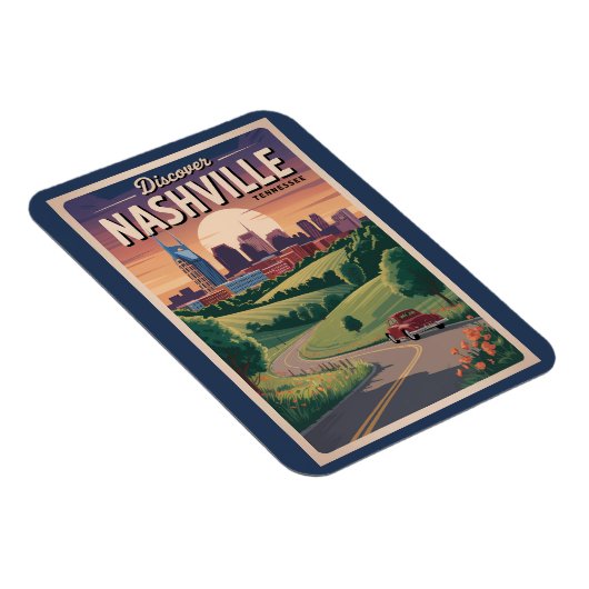 Magnet Flexible Nashville Tennessee Southern Road Travel Art (Côté Droit)