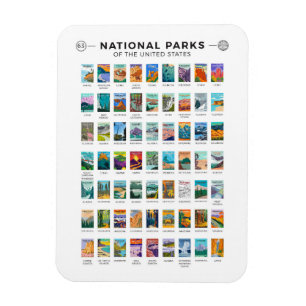 Magnet Flexible National Parks of The United States List Vintage