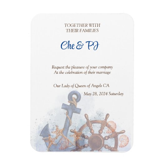 Magnet Flexible Nautical Beach Mariage Thème Invitation (Vertical)