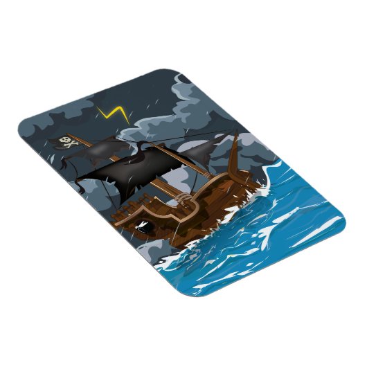 Magnet Flexible Navire Pirate dans la Tempête (Côté Droit)