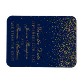 Magnet Flexible Navy Blue & Glam Gold Confetti Enregistrer La Date (Horizontal)