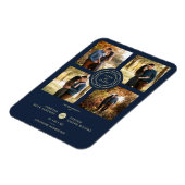 Magnet Flexible Navy Gold 4 Photos Modern Collage Wedding Script (Côté Gauche)
