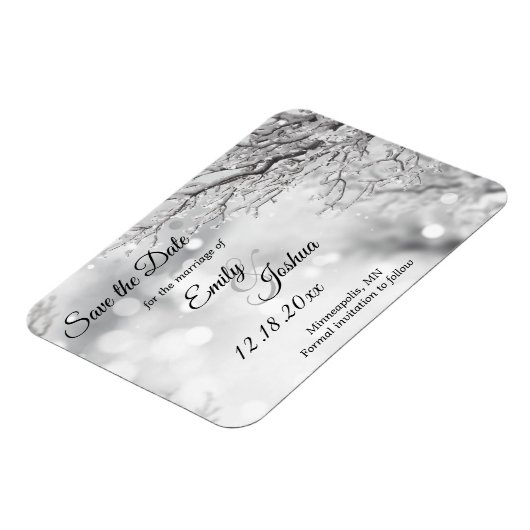 Magnet Flexible Neige mousseuse et glace Mariage hivernal Enregist (Côté Gauche)