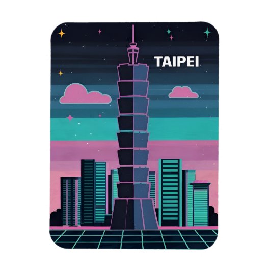 Magnet Flexible Neon 80s Synthwave Taipei 101 Taiwan (Vertical)