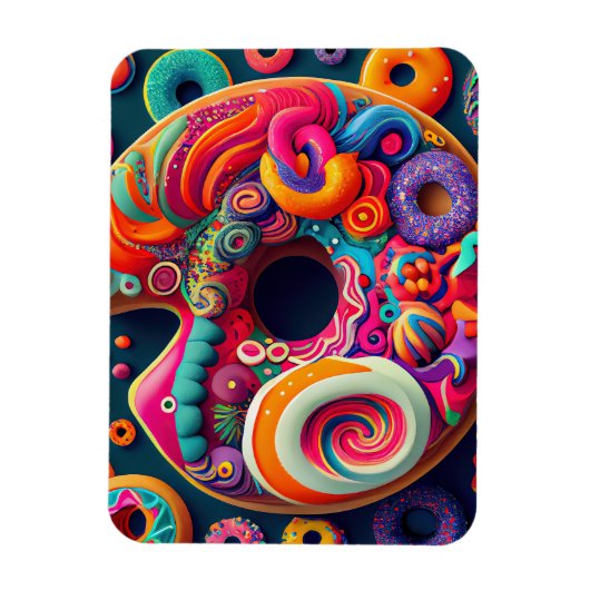 Magnet Flexible Neon Rainbow Donut Art Abstrait (Vertical)