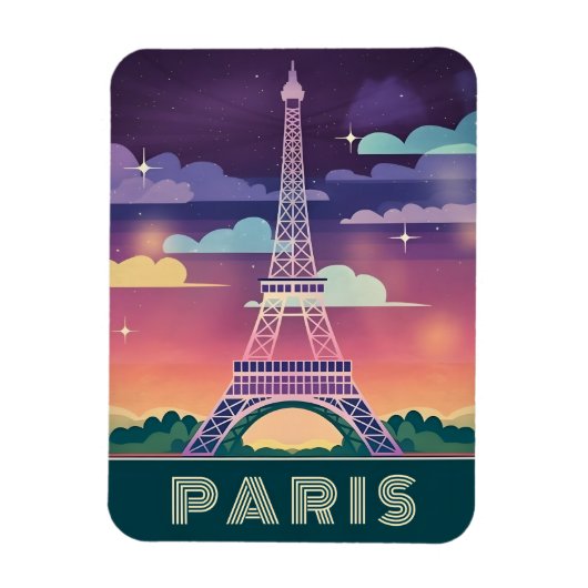 Magnet Flexible Neon Synthwave Tour Eiffel Paris France (Vertical)