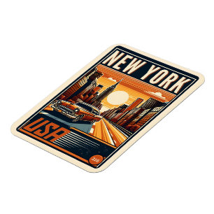 Magnet Flexible New York City brooklyn pont Vintage voiture classi