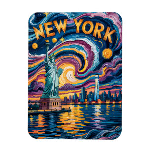 Magnet Flexible New York City Liberty à Van Gogh Style Voyage