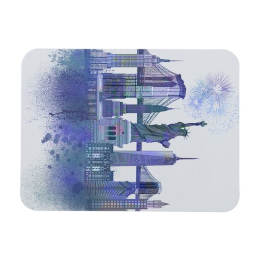 Magnet Flexible New York Skyline - Aquarelle bleue (Horizontal)