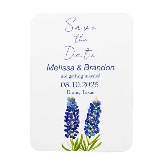 Magnet Flexible Noces de bleuets bleus floraux texans rustiques  (Vertical)