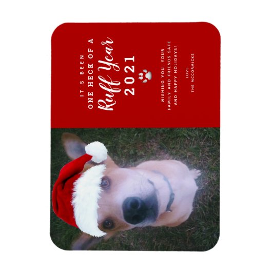 Magnet Flexible Noël 2021 Ruff Year Funny Chien Photo (Vertical)