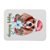 Magnet Flexible Noël Beagle Fêtes personnalisables (Horizontal)
