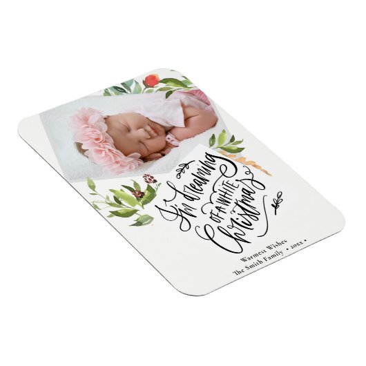 Magnet Flexible Noël blanc | Châtiments de feuillage d'aquarelle (Côté Droit)