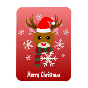 Magnet Flexible Noël blanc Rudolph le renne à nez rouge