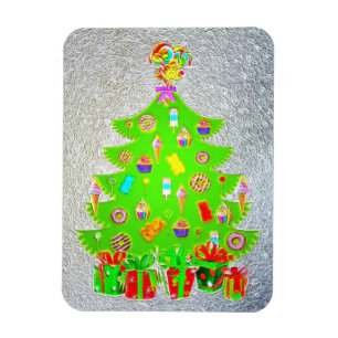 Magnet Flexible Noël Bonbons Arbre Plat Vacances