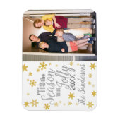 Magnet Flexible Noël C'est la saison Snowflake Silver Gold (Vertical)