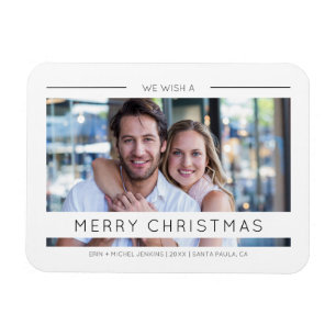 Magnet Flexible Noël Chic Typographie moderne Photo personnalisée