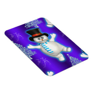 Magnet Flexible Noël de l'homme de neige bleu