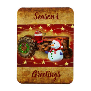Magnet Flexible Noël du tracteur rouge Vintage Frosty