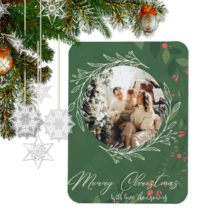 Magnet Flexible Noël Holly Botanical Green Photo Marine