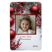 Magnet Flexible Noël Je T'Aime Grand-Mère Rouge Ornements (Vertical)