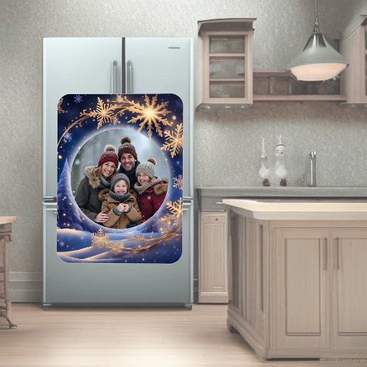 Magnet Flexible Noël magique - flocons de neige dorés, photo