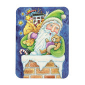 Magnet Flexible Noël mignon, Père Noël à Chimney avec jouets (Vertical)