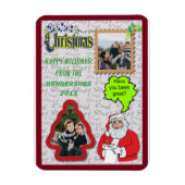 Magnet Flexible Noël Père Noël & Arbre Ajouter Deux Photos Vacance (Vertical)