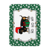 Magnet Flexible Noël Père Noël Dachshund (S noir & tan) mignonne (Vertical)