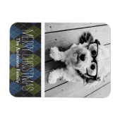 Magnet Flexible Noël preppy Plaid avec une seule photo (Horizontal)