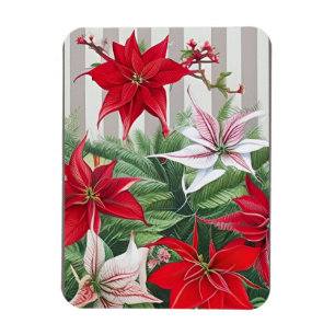 Magnet Flexible Noël Rouge Amaryllis et Poinsettias