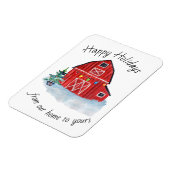 Magnet Flexible Noël Rouge Grange personnalisable (Côté Gauche)