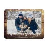 Magnet Flexible Noël Salutations Photo Rustic Country Wood (Horizontal)